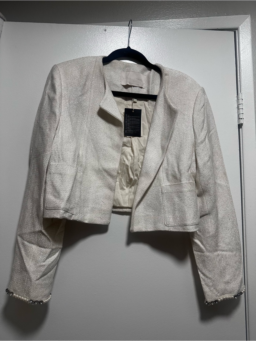 Beymen Collection Cream Cropped Tweed Blazer Jacket